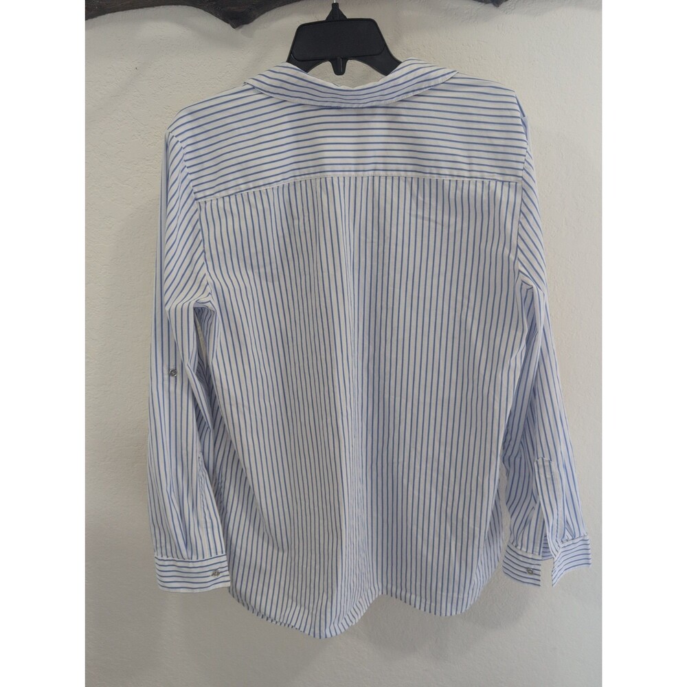 Calvin Klein Blue & White Striped Lace-Up Blouse - XL - Picture 4 of 5